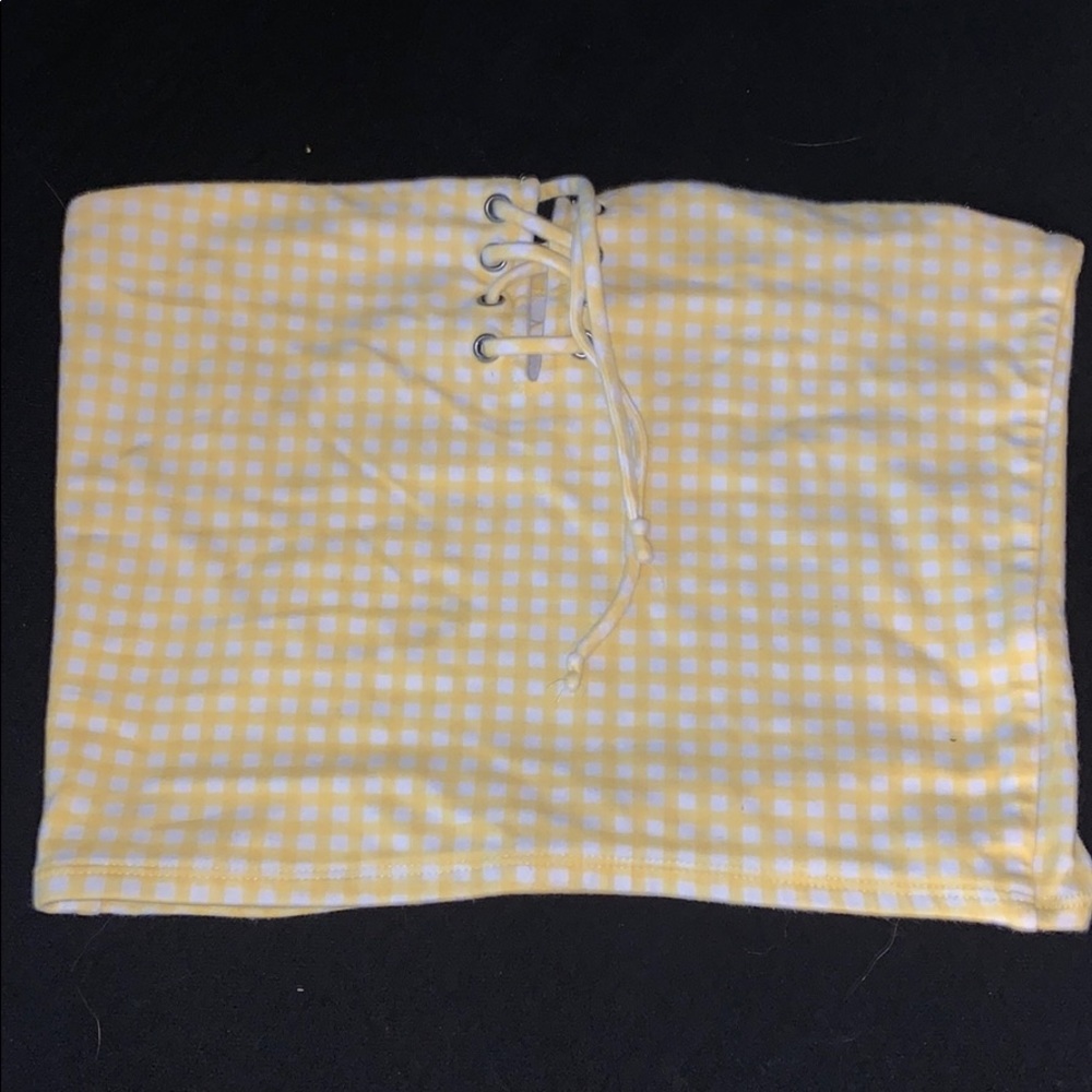 Yellow plaid pacsun tube top